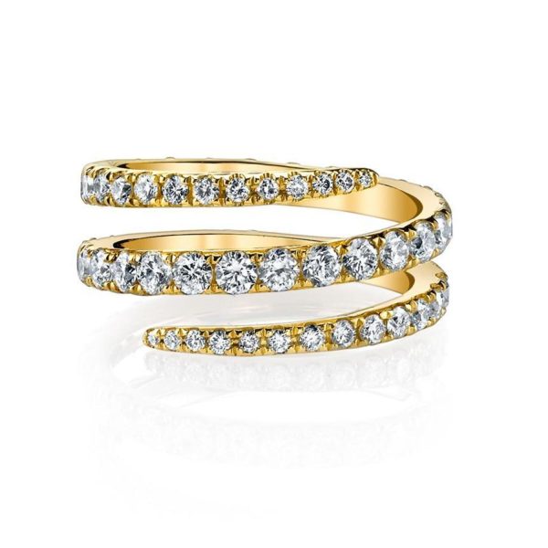 18K Yellow Gold Diamond Coil Ring