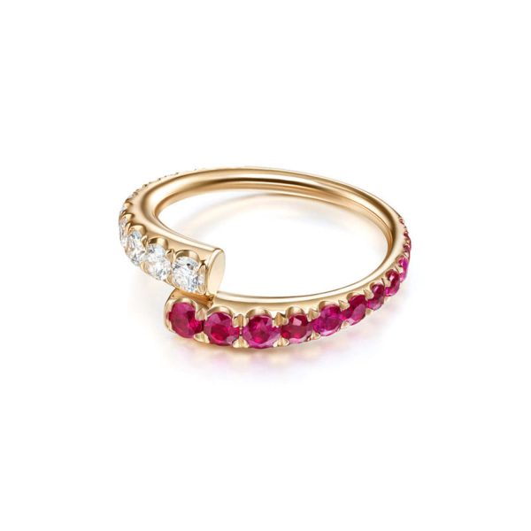 Lola Ring with Diamonds and Rubies in 18K Yellow Gold