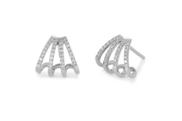 Diamond Multi Huggie Earrings in 14K White Gold (Pair)