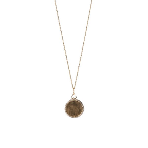 Small Hidden Circle Charm Necklace in 18K Yellow Gold