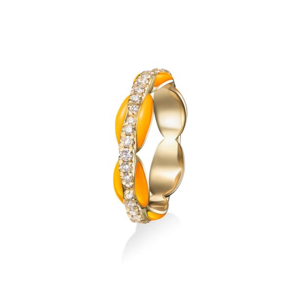 Ada Pinky Ring in 18K Yellow Gold with Neon Orange Enamel