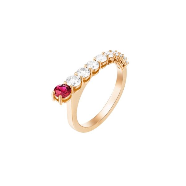 Aria Ring with Diamonds and Ruby In 18K Rose Gold