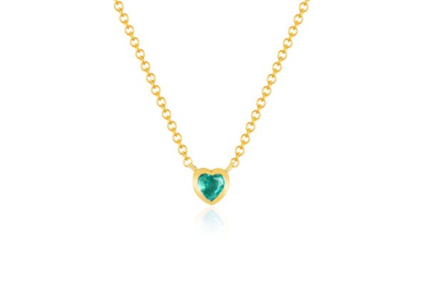 Emerald Heart Necklace in 14K Yellow Gold