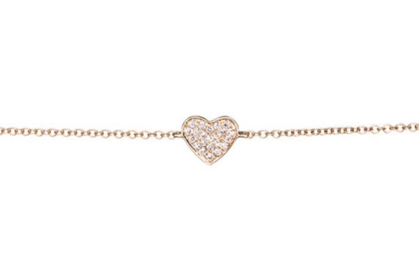 Diamond Heart Chain Bracelet in 14K Yellow Gold