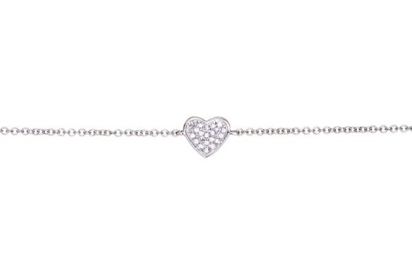 Diamond Heart Chain Bracelet in 14K White Gold