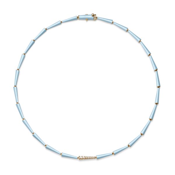 Lola Linked Necklace in Pastel Blue Enamel