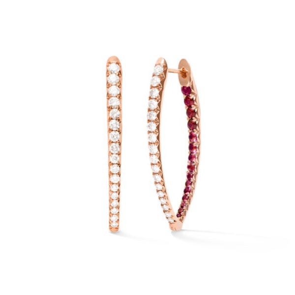 Medium Cristina Earrings with Diamonds and Rubies in 18K Rose Gold