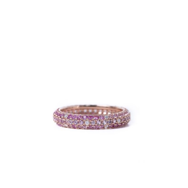 Day Dream 3 Row Pave Ring with Pink Sapphires