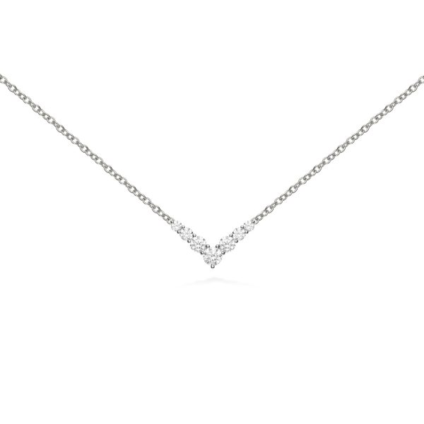 Mini Aria V Necklace in 18K White Gold