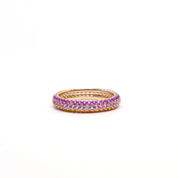 Day Dream Ombre Pave Ring with Pink and Yellow Sapphires in 14K Yellow Gold
