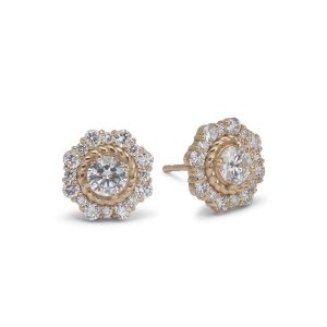 Ava Diamond Flower Studs in 14K Yellow Gold