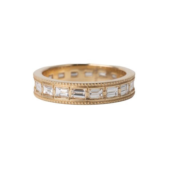 Medium Heirloom Band with Baguette Diamonds in 14K Yellow Gold