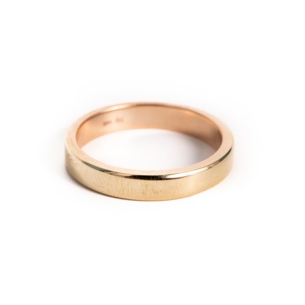 2-Toned Half Round 4mm Sleeved Band in 14K Yellow & Rose Gold