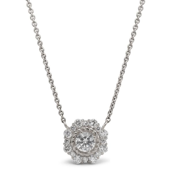 Ava Diamond Flower Pendant in 14K White Gold