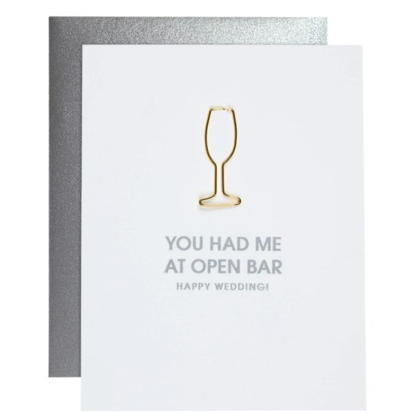 Open Bar Wedding Paper Clip Letterpress Card