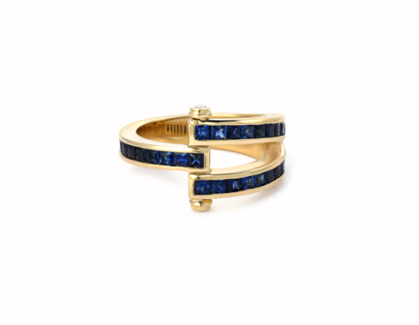 Magna Ring with Square Cut Blue Sapphires