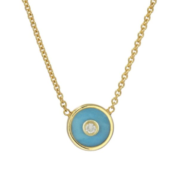 Mini Compass Necklace in Turquoise