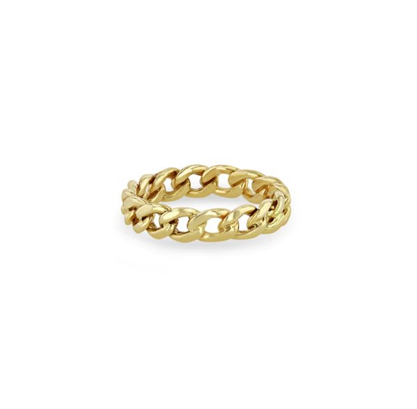 Solid Medium Curb Chain Ring in 14K Yellow Gold