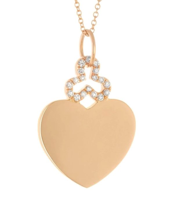 Hidden Heart Charm in 18K Yellow Gold with Diamonds in Shiny Finish