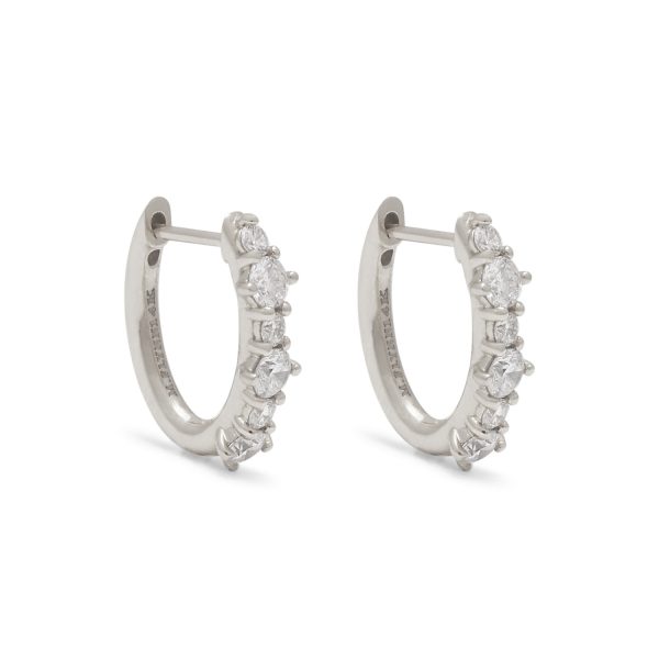 Ava Small Diamond Hoops in 14K White Gold