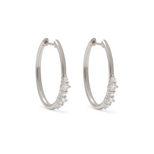 Ava Large Partial Diamond Hoops in 14K White Gold