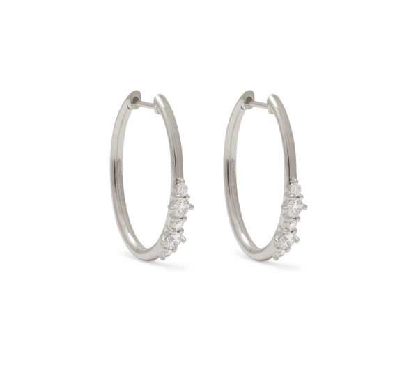 Large Ava Partial Diamond Hoops in 14K White Gold