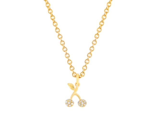 Mini Diamond Cherry Necklace in 14K Yellow Gold