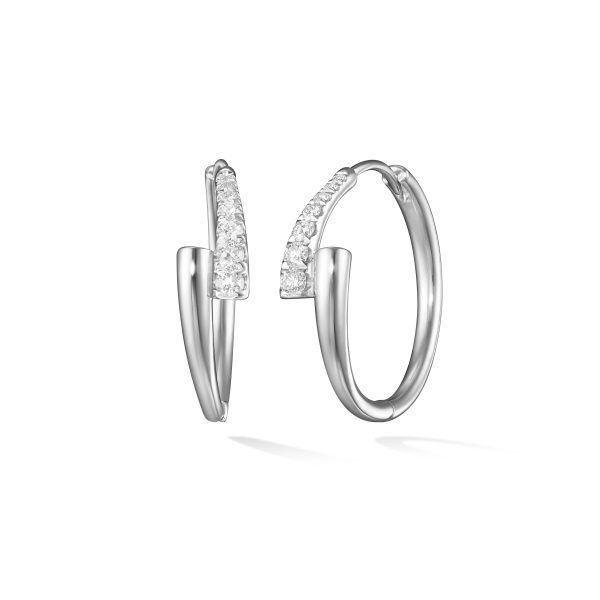 Partial Diamond Lola Hoops in 18K White Gold