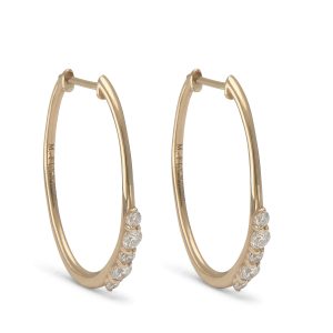 Ava Large Partial Diamond Hoops in 14K Yellow Gold