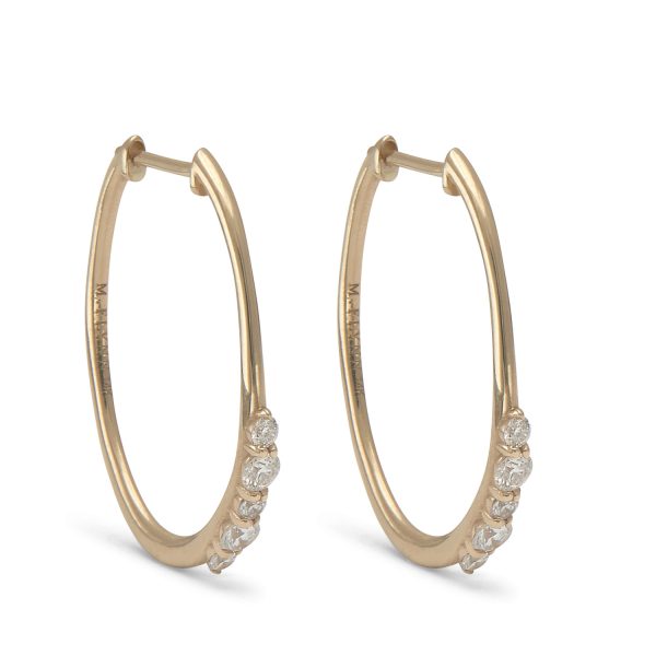 Large Ava Partial Diamond Hoops in 14K Yellow Gold
