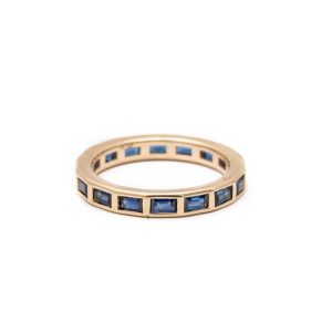 Blue Sapphire Baguette Inlay Eternity Band