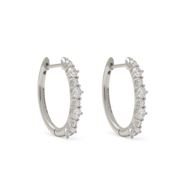 Ava Medium Diamond Hoops in 14K White Gold