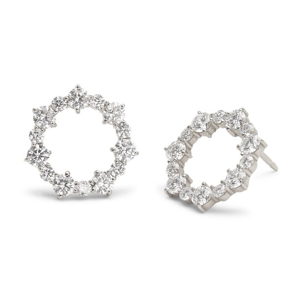 Ava Front Facing Diamond Hoops in 14K White Gold