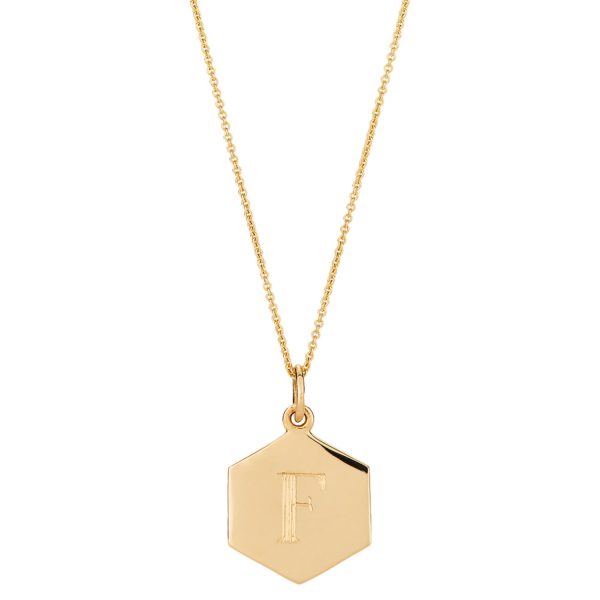 Engravable Hexagon Charm in 14K Yellow Gold