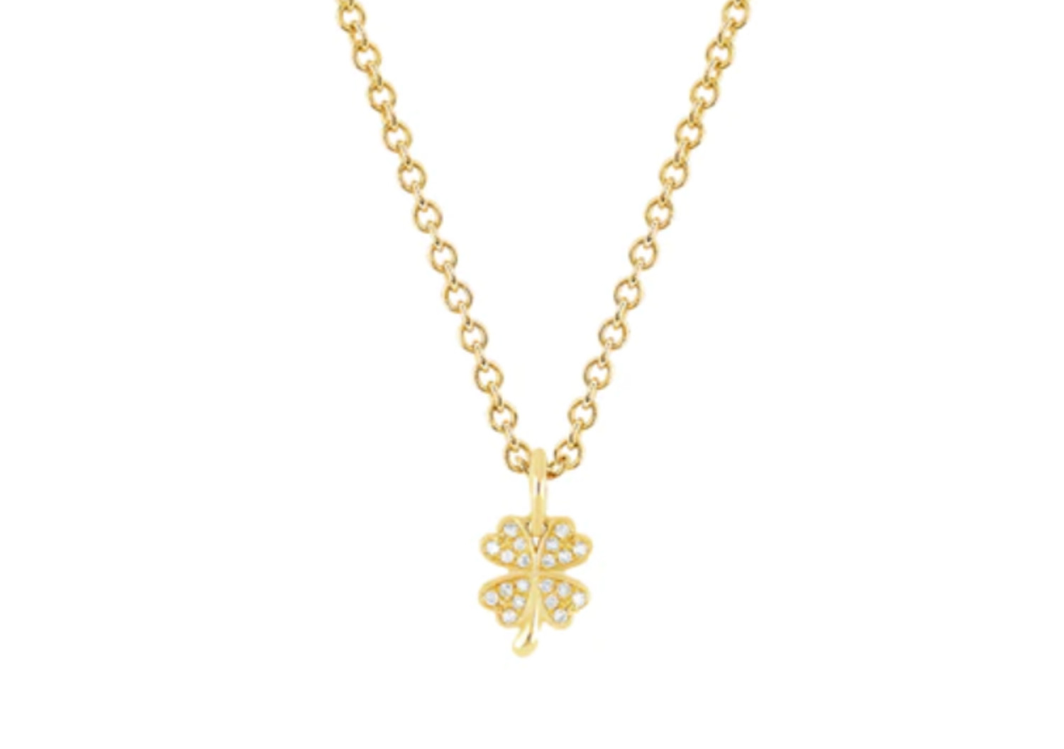 18K Yellow Gold Four Heart Clover Mini Medallion with Diamond