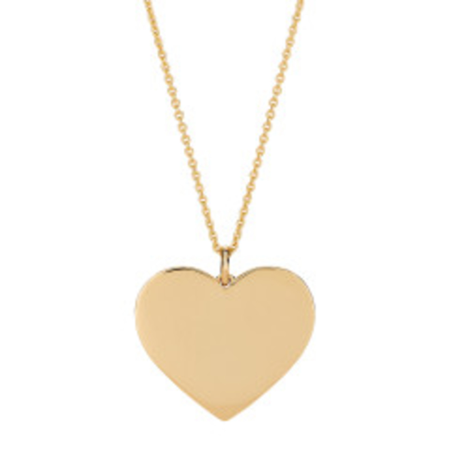 14K Gold Engravable Heart Pendant Necklace