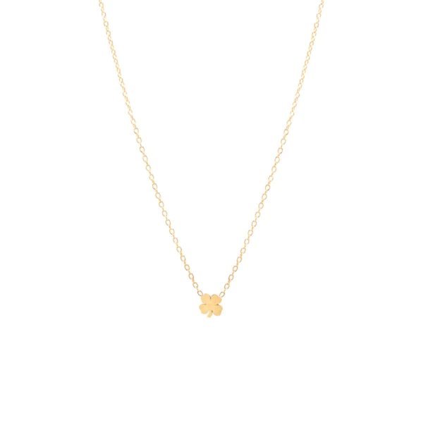 Itty Bitty Clover Necklace in 14K Yellow Gold