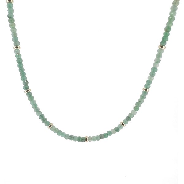 Emerald Birthstone Necklace with Gold Rondelles