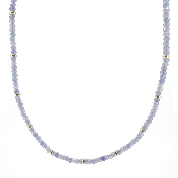 Tanzanite Birthstone Necklace with Gold Rondelles