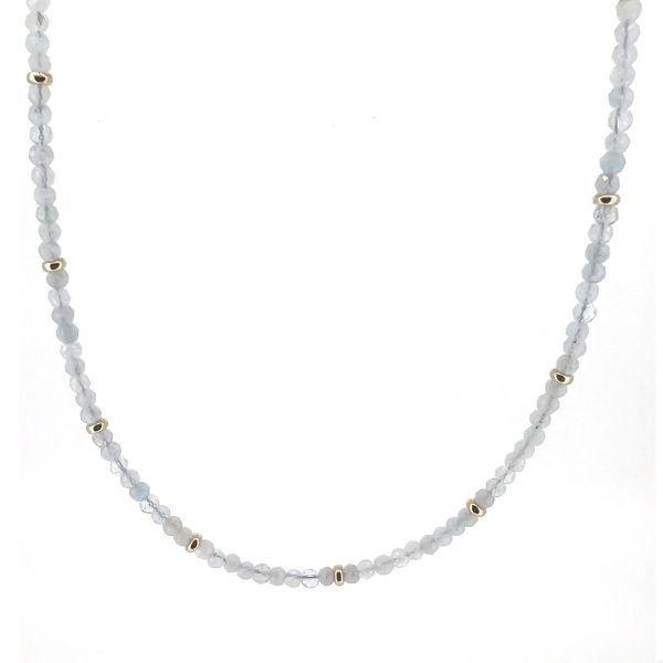 Aquamarine Birthstone Necklace with Gold Rondelles