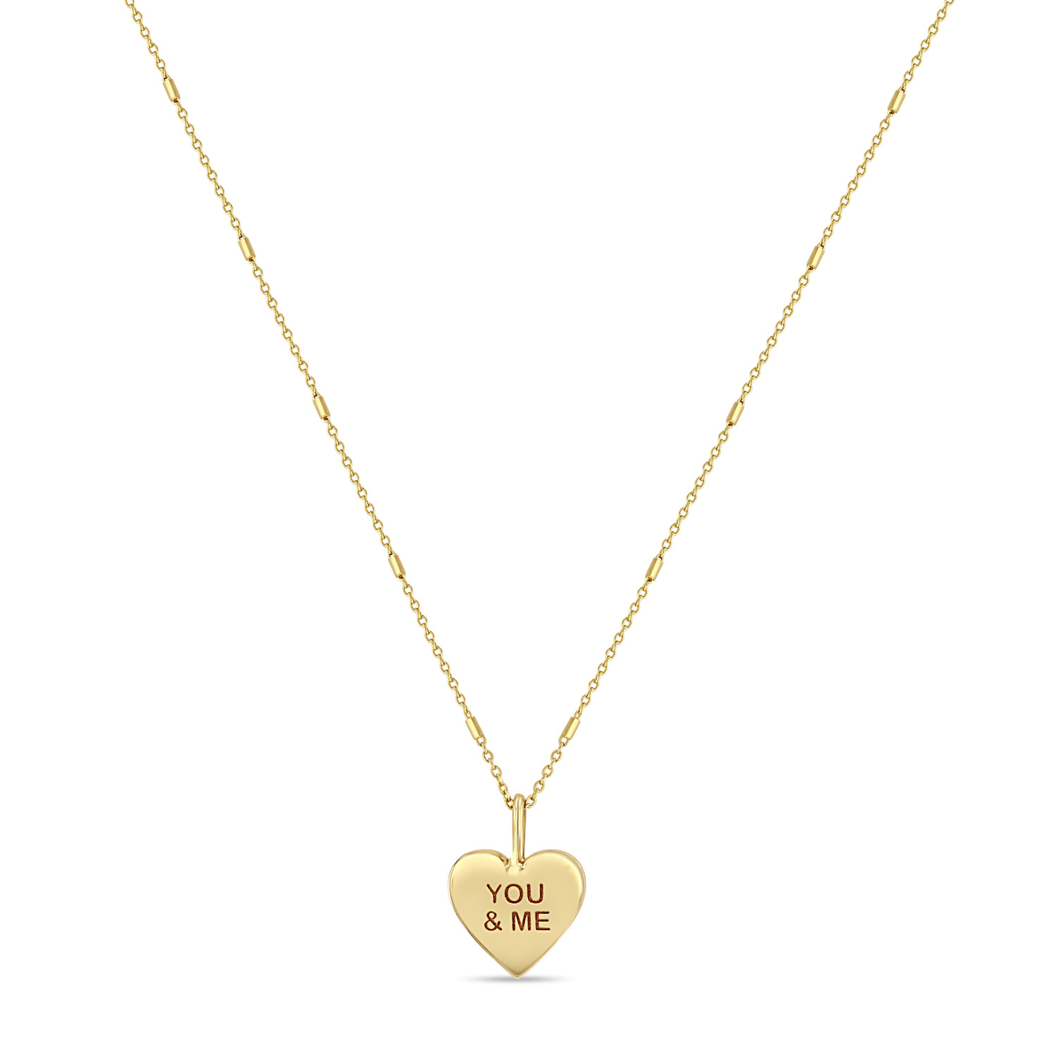 “YOU & ME” Heart Pendant Necklace in 14K Yellow Gold