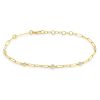Small Paperclip Chain Bracelet with Graduating Bezel Set Diamonds in 14K Yellow Gold