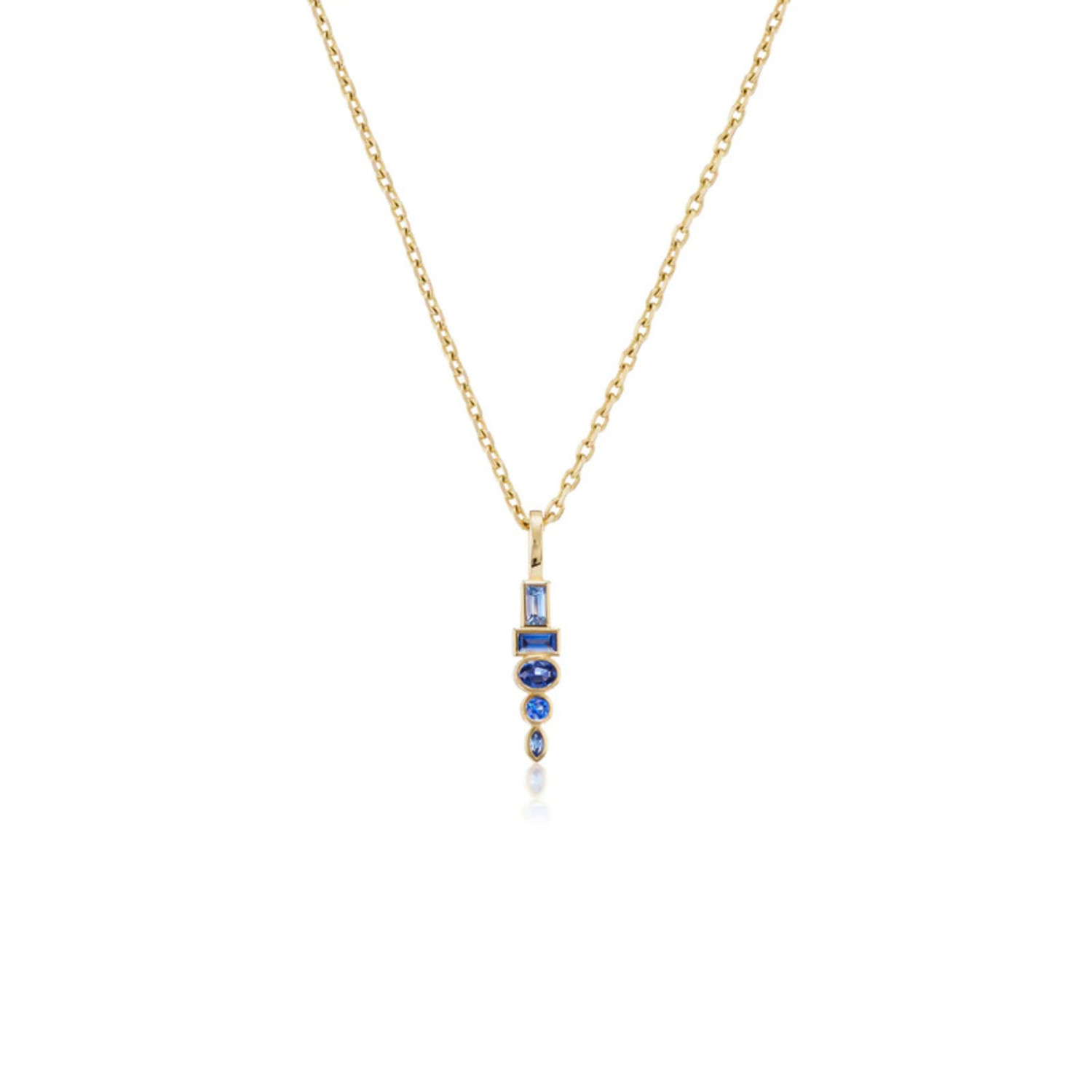 Blue Sapphire Totem Pendant in 18K Yellow Gold