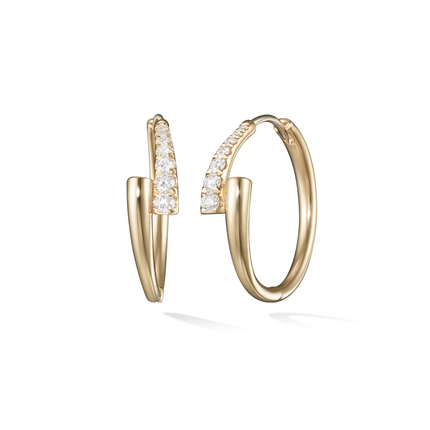 Partial Diamond Lola Hoops in 18K Yellow Gold