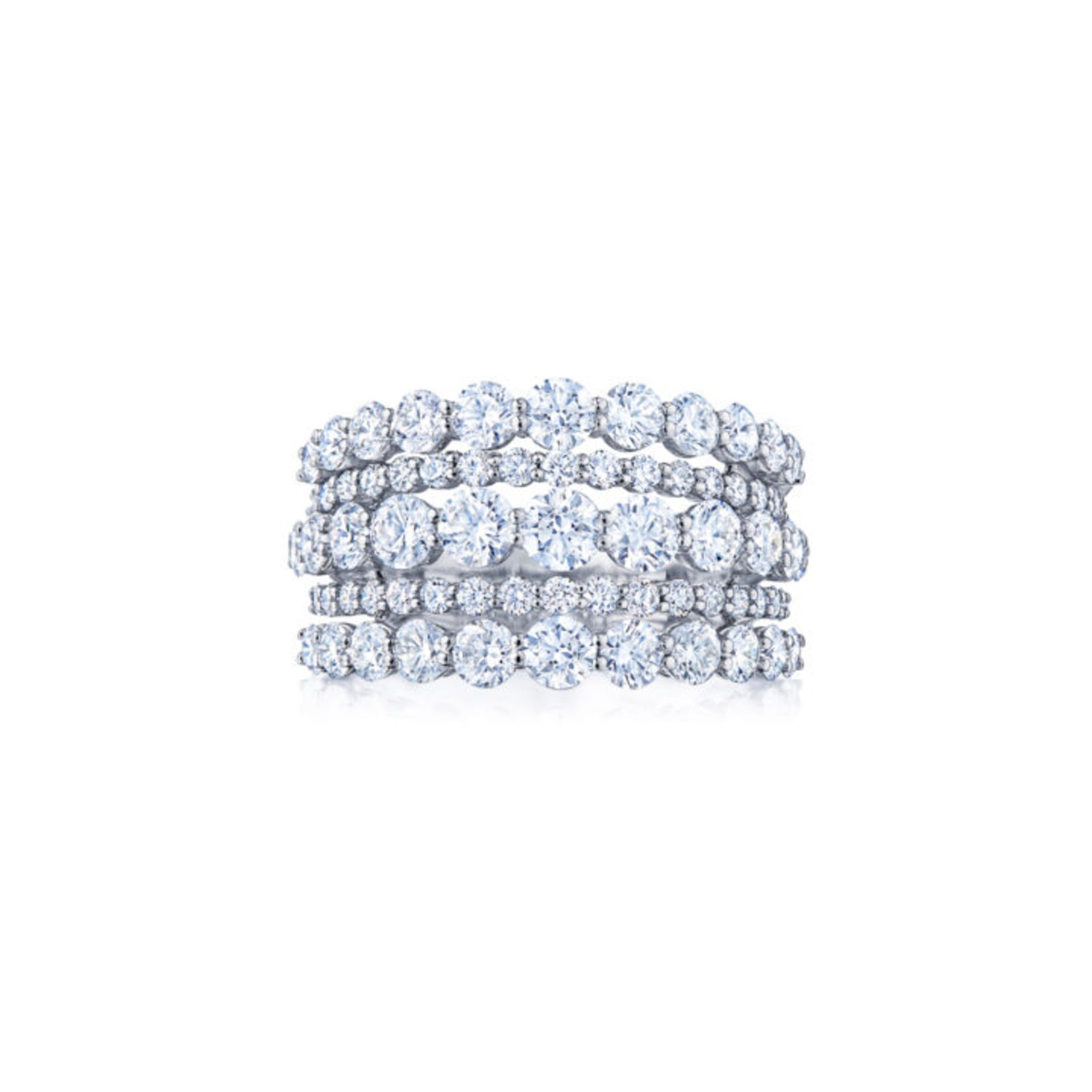Diamond Lyric 5-Row Ring in 18K White Gold