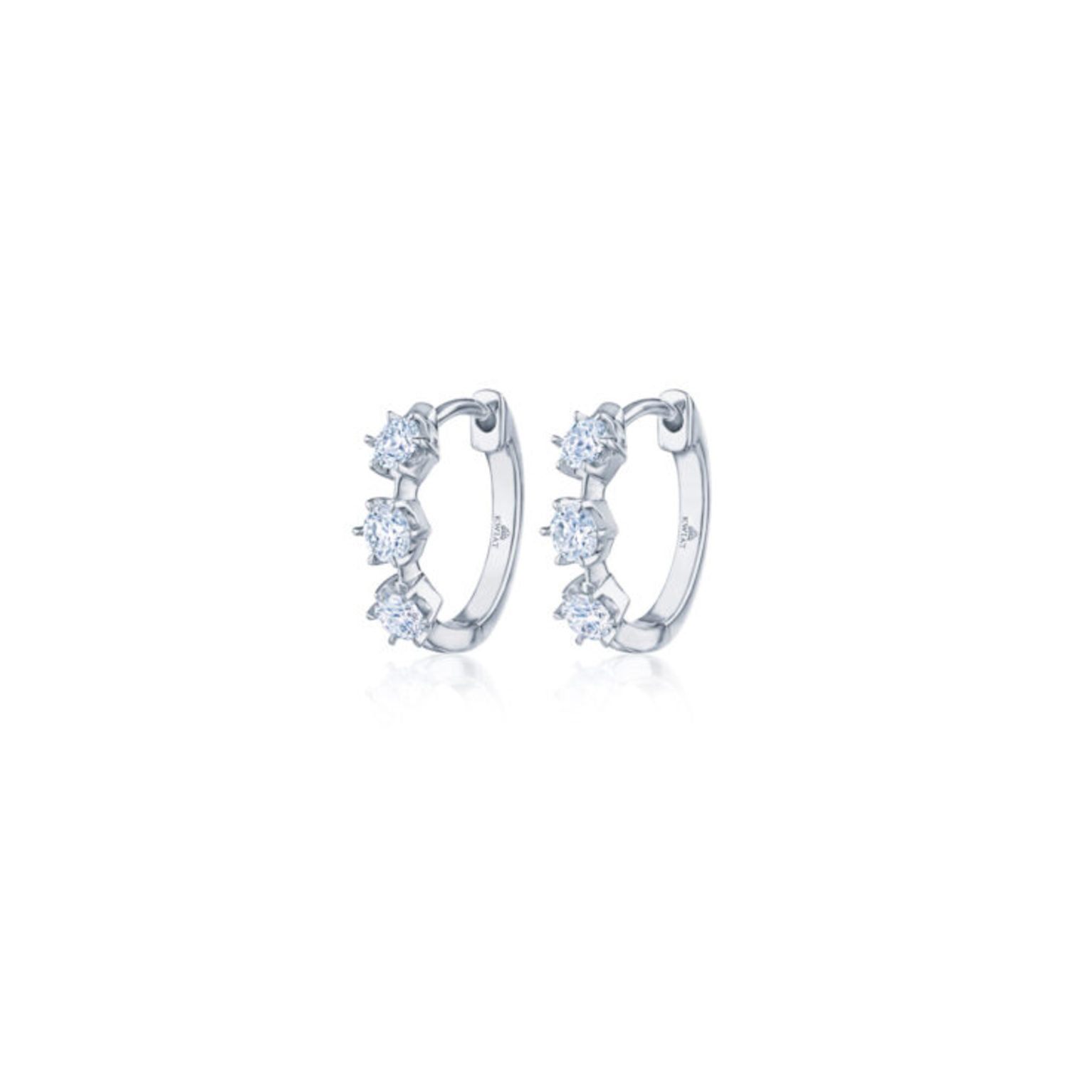 Diamond Starry Night Petite Hoop Earrings in 18K White Gold