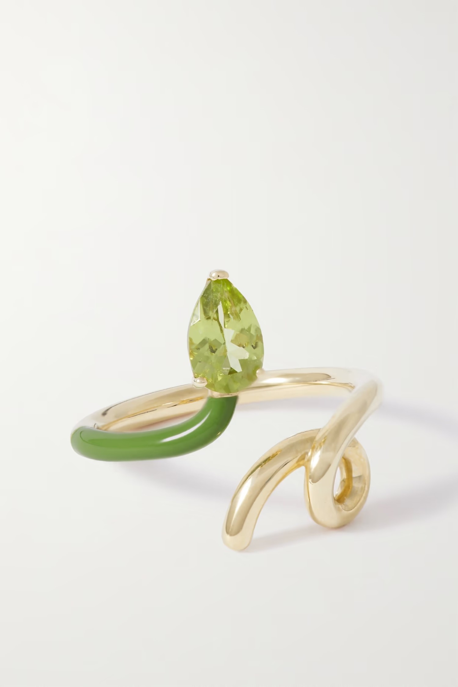 B Half Ring in Gold and Green
