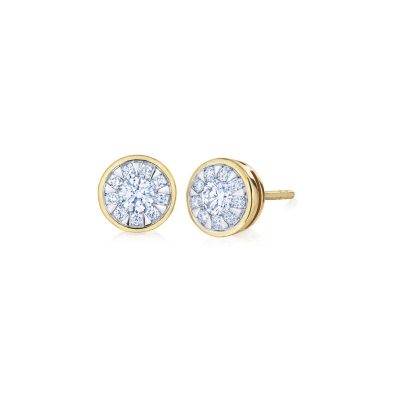 Diamond Sunburst Stud Earrings in 18K Yellow Gold