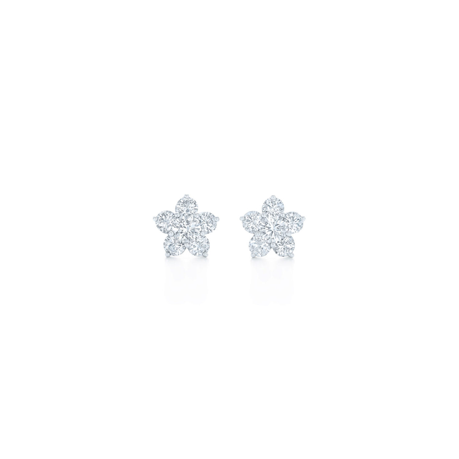 Floral Cluster Diamond Stud Earrings in 18K Yellow Gold