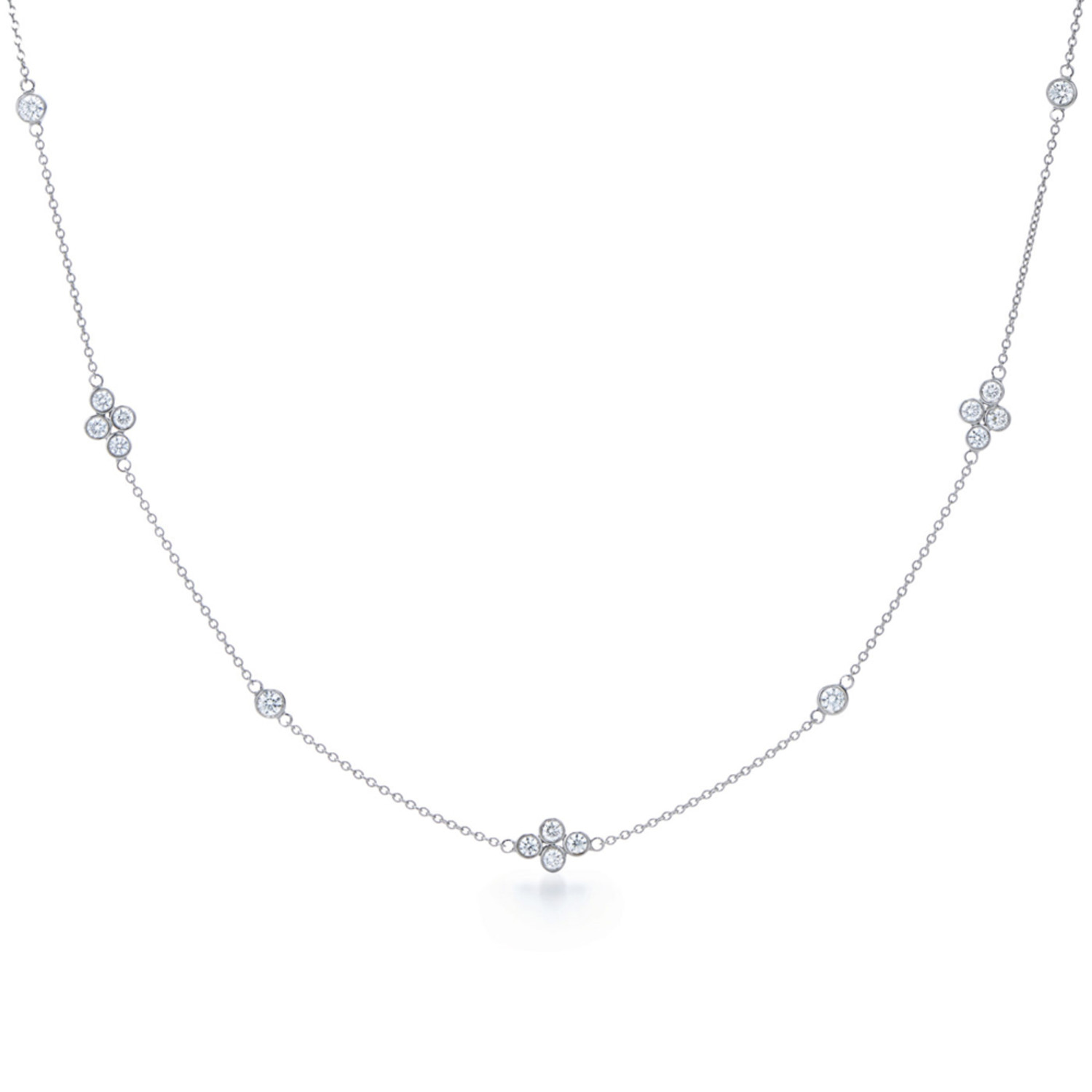 16″ Diamond Strings Quads Necklace in 18K White Gold